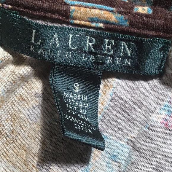 Lauren Ralph Lauren sleeveless blouse vintage Aztec pattern brown tan S - Picture 4 of 4